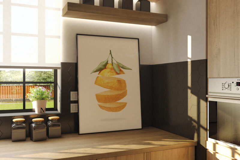 Orange abstract citrus fruit mood poster