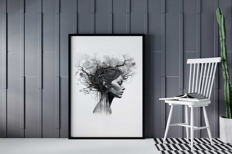 Abstract Woman & Branches Poster